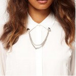 Stud Collar Brooch With Chain