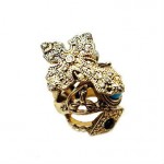 Rhinestoned Cross Ring Set