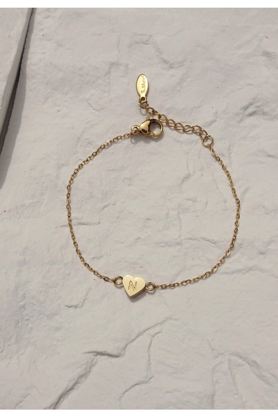 Mini Heart Initial Bracelet