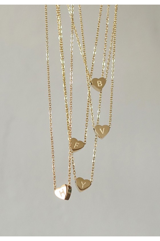 Mini Heart Initial Necklace