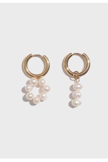 Mismatched Pearl Hoop Earrings