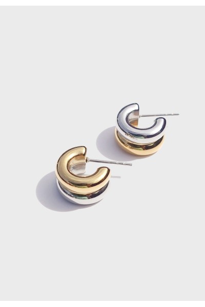 Two-Tone Double Hoop Earrings