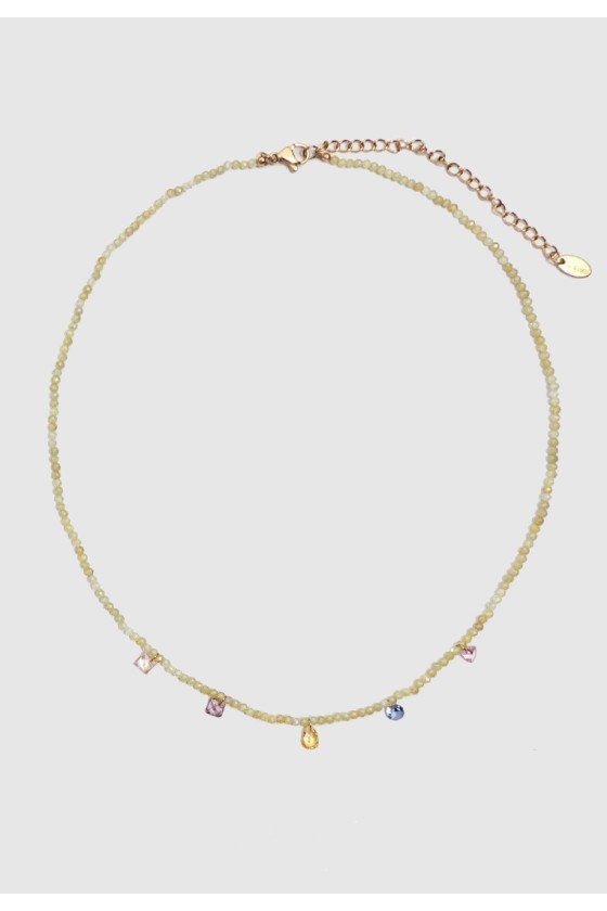 Iwn Beads & Zircon Necklace