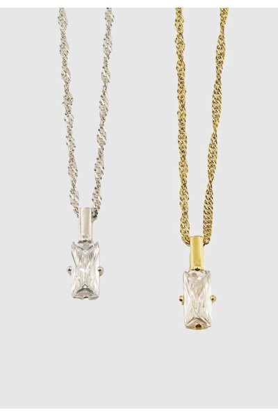 Twist Chain Baguette Necklace