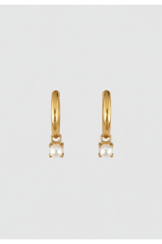 Pearl Charm Hoops
