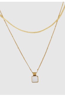Mother-of-Pearl Square Layered Necklace