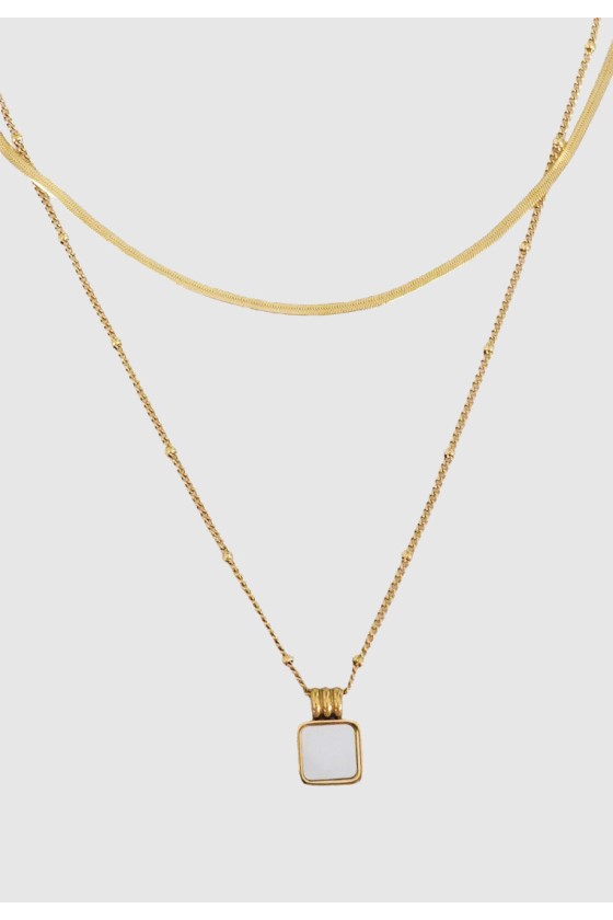 Mother-of-Pearl Square Layered Necklace