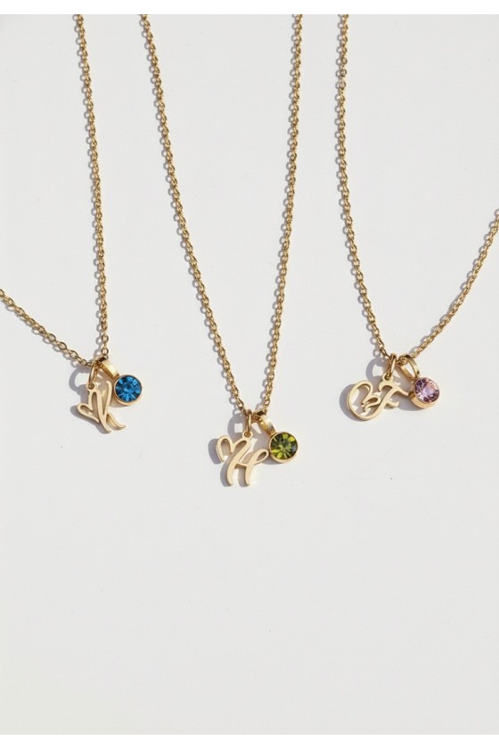  Initial Birthstone Necklace