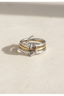 3 x Dual-Tone Interlocking Ring
