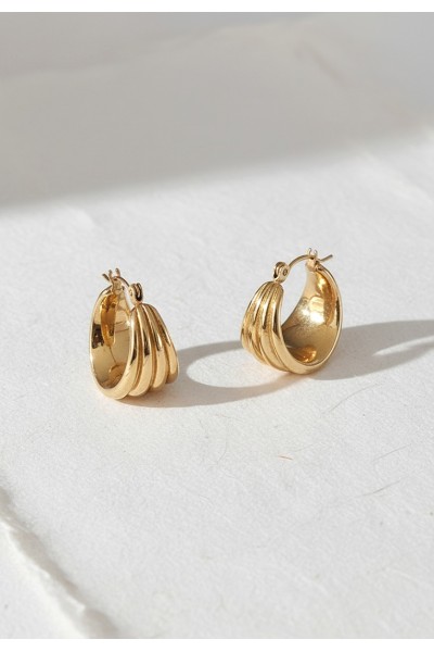 Sculpted Ribbed Hoop Earrings