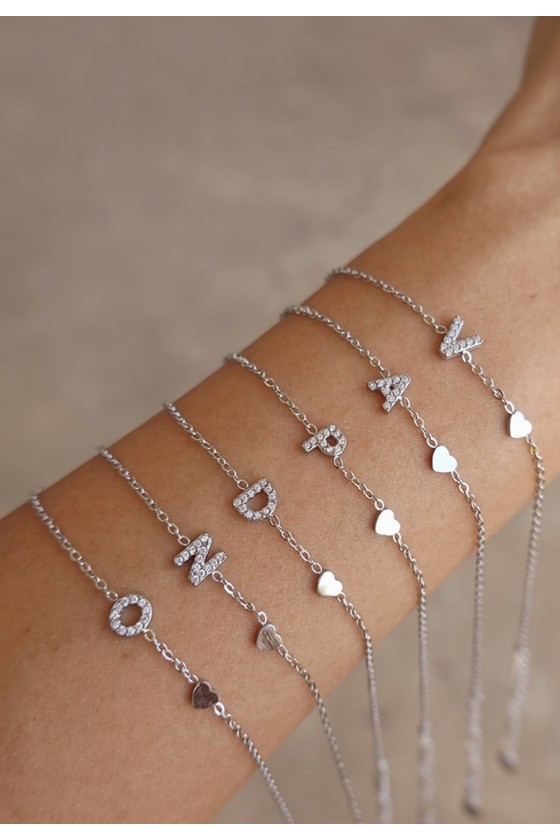 Pavé Initial Heart Bracelet